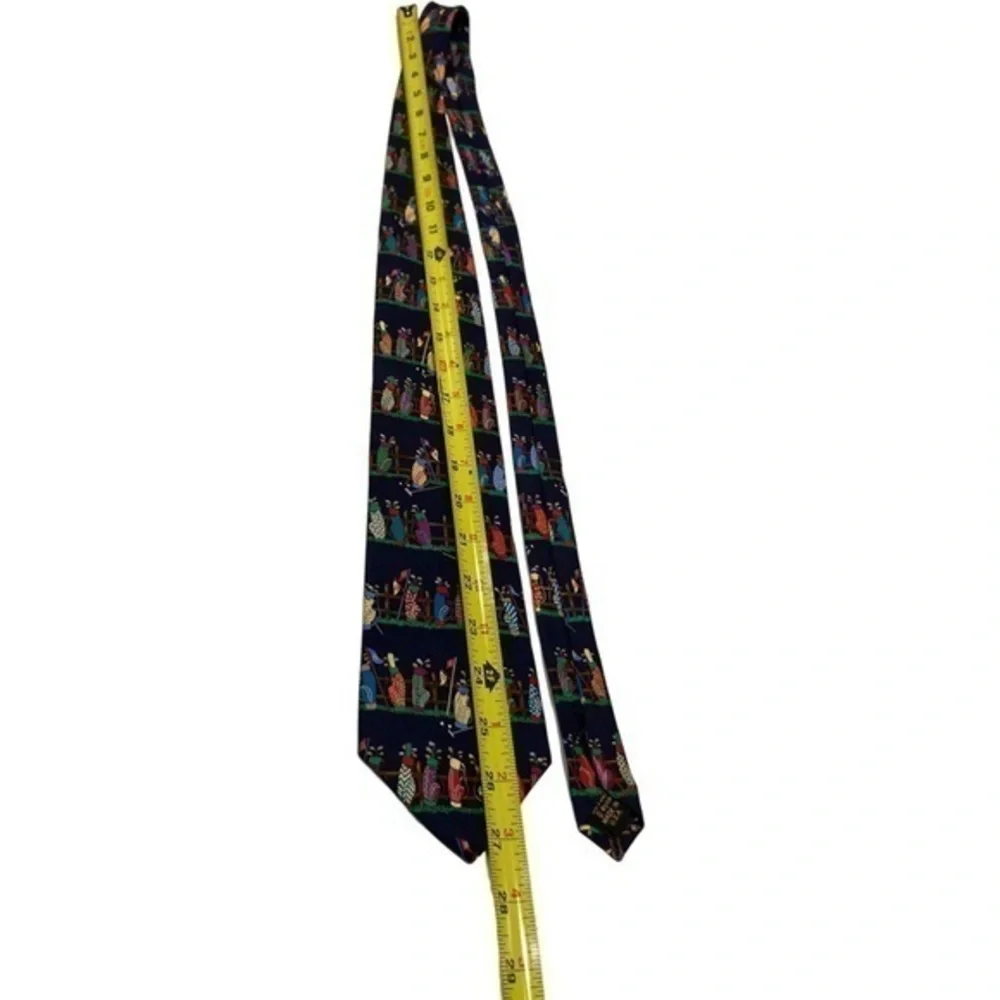 Allyn GOLF Mens Silk Neck Tie Necktie Tee Time Lineup Blue Golfbags
